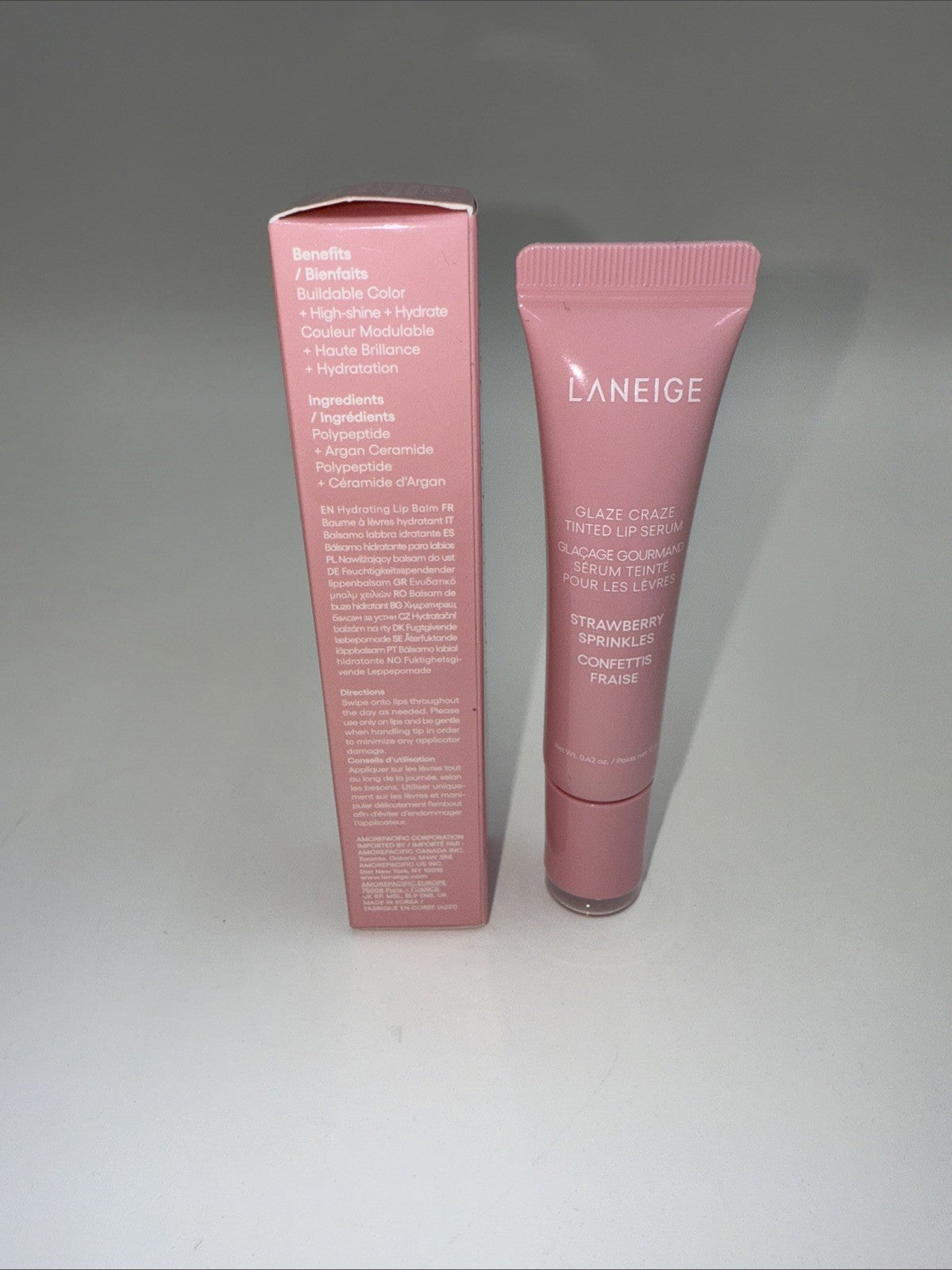 LANEIGE Glaze Craze Tinted Lip Serum Strawberry Sprinkles 0.42 oz / 12 g NIB