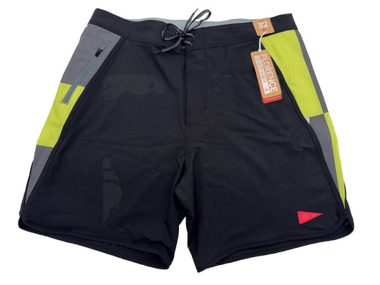 $75 Florence Marine X Burgee Waypoint Boardshort 7.5"- Black -Size: 32”- NEW Tag