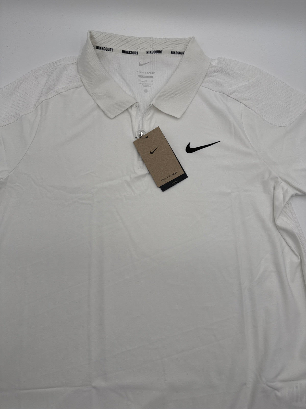 $105 Nike Men’s Dri-FIT Court Slam Tennis Polo Shirt 1/4 Zip- White-Small- NEW