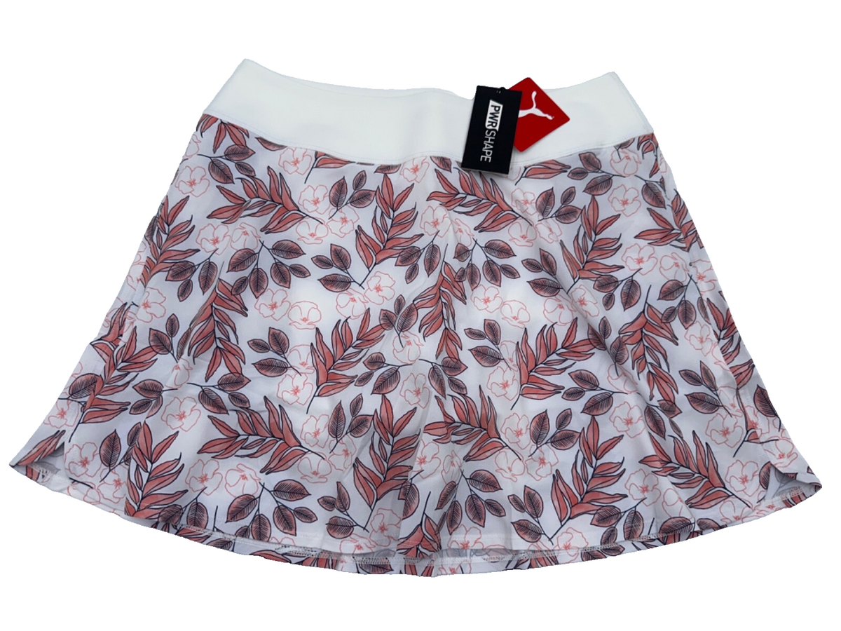 $80 Puma Women's PWRSHAPE Floral Golf Skort - White/Carnation Pink -Medium-New