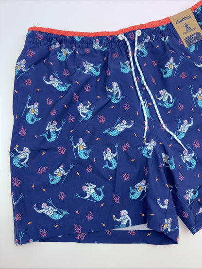 $70 Chubbies The Triton Of Sea 5.5" Inseam Swim Trunks- Blue -XLarge -New Tag