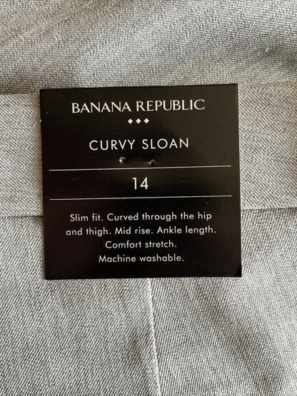 BANANA REPUBLIC Curvy SLOAN Women's Mid Rise Slim Fit Ankle Pants-Gray-Size 14