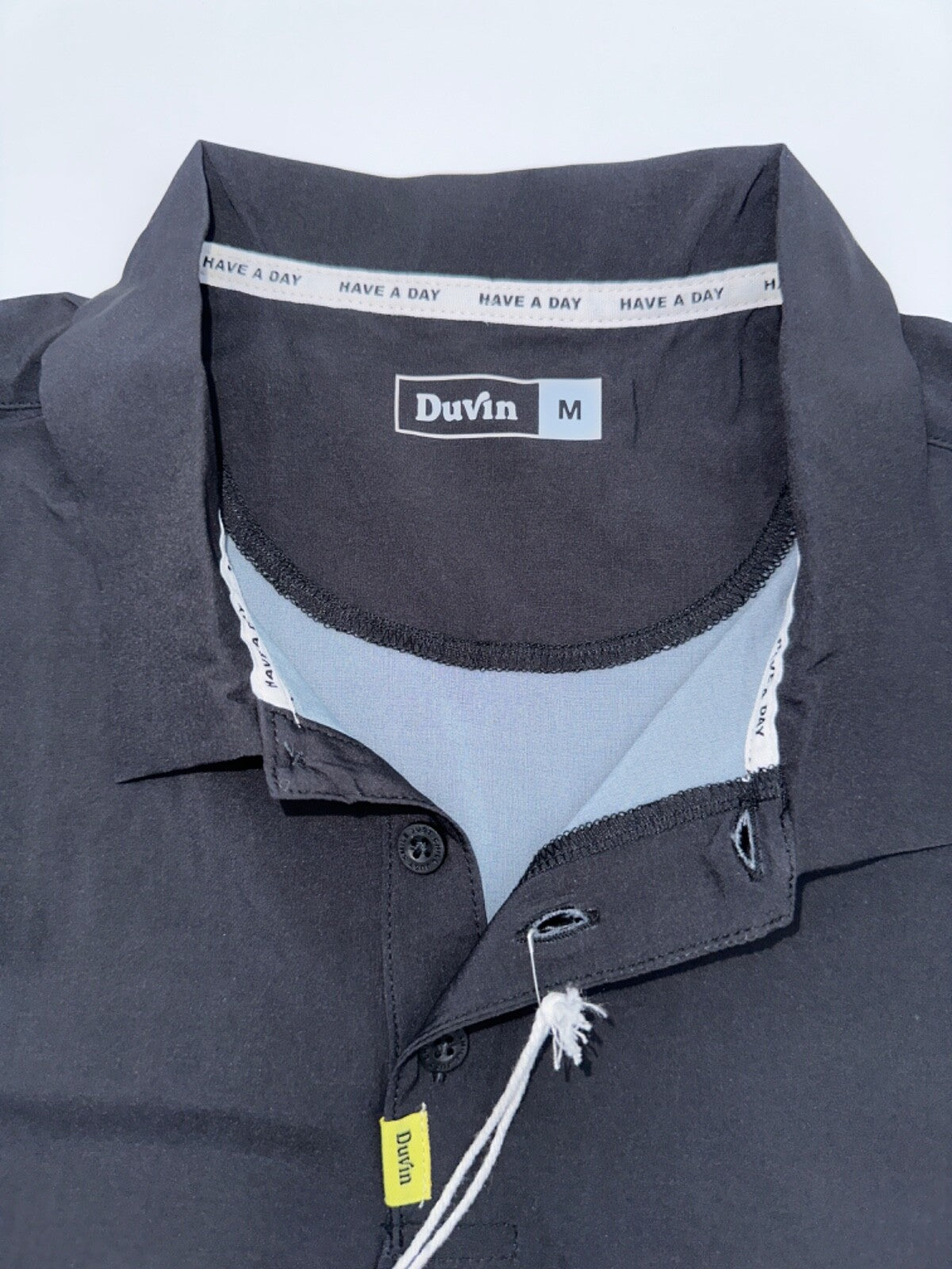 $69 Duvin Men’s Mingo Design Short Sleeve Button Up Polo - Black - Medium - New