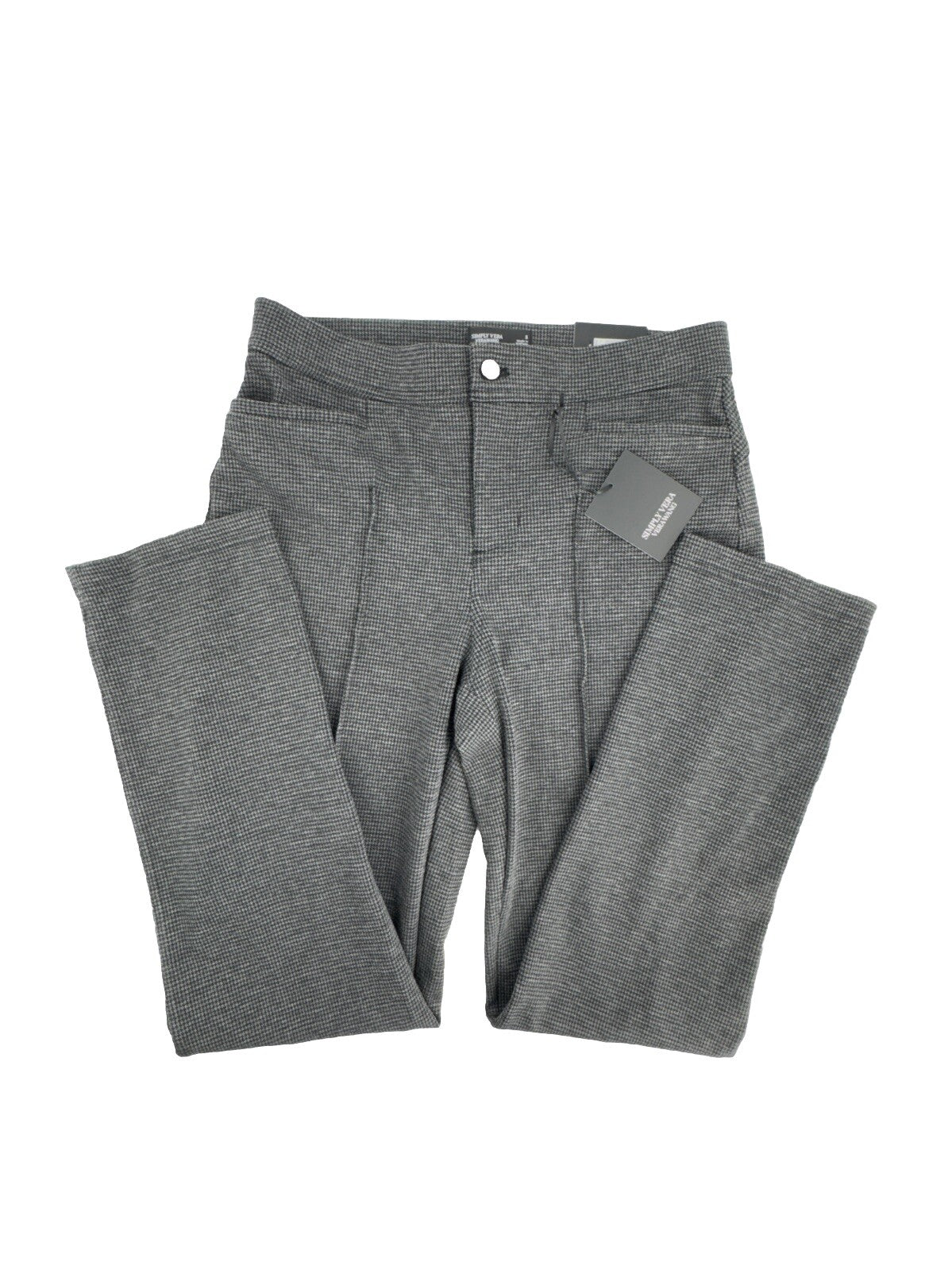 Simply Vera Wang Women’s Mid-Rise Pintuck Ponte Skinny Pants - Houndstooth-Small
