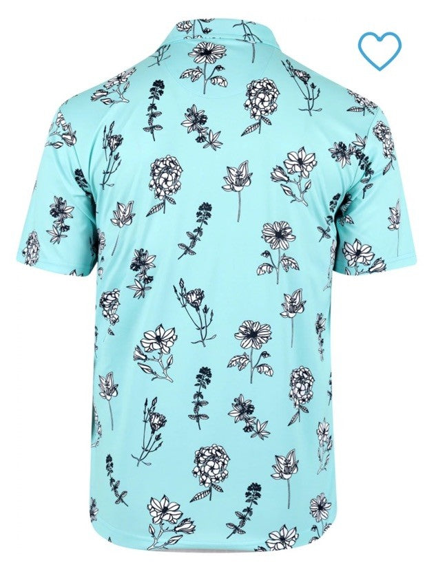 $68 Swannies Men’s Golf Epp Polo Shirt-Aqua/White- Medium - New Tags