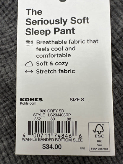 $34 Sonoma Men's Seriously Soft Sleep Pant - Grey - Small - New With Tag