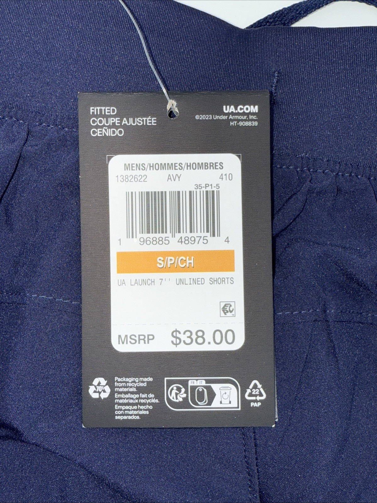 $38 Under Armour Men's Drawstring Launch Run 7" Shorts - Navy - Small - New