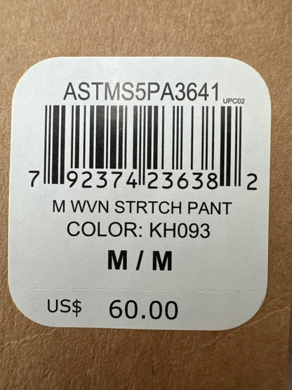 $60 Asics Men's Woven Stretch Pants - Khaki/ KH093 - Medium - New With Tags