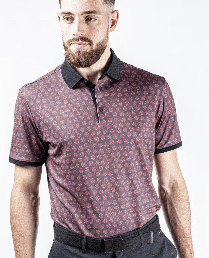 $100 Galvin Green Men’s Forged Iron Golf Shirt Murphy Polo- Grey/Red-Medium-New