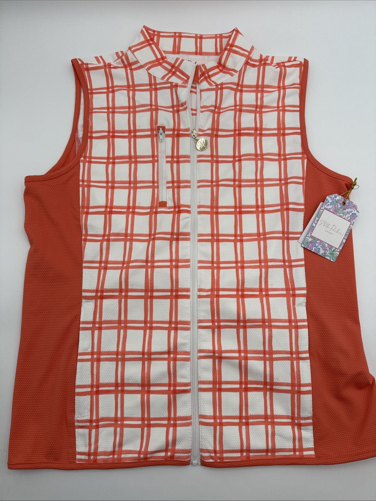 $89 Stella Parker Women's Mock Neck Vest - Window Pane Plaid - Small- New