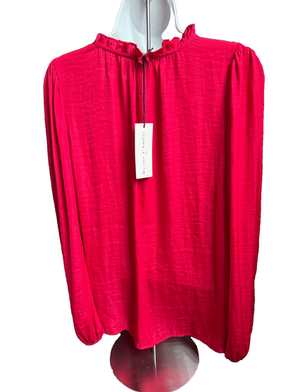 $68 Maison d’Amélie Women’s-Ruffled Neckline Blouse-Hot Pink-Small-New Tag