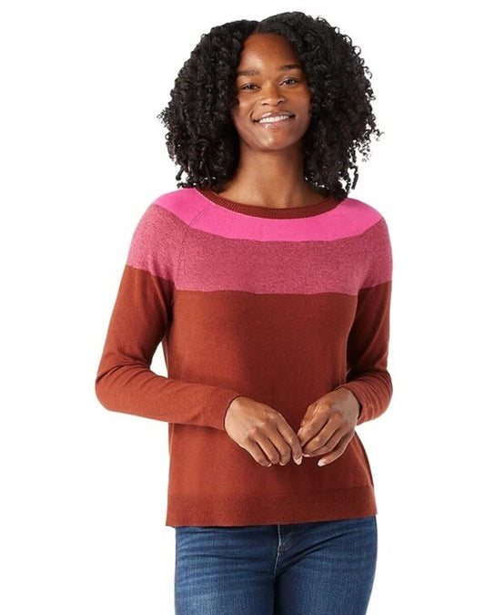 $100 Smartwool Women’s Colorblock Sweater-Pecan Brown Heather-Medium -New Tags