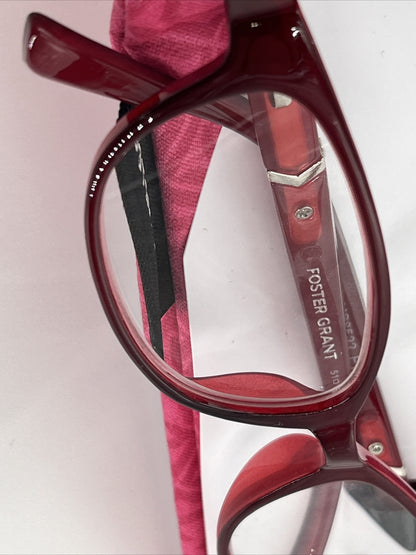 FOSTER GRANT Parissa Unisex Fashion Maroon Reading Glasses +2.75 Retail $25.99
