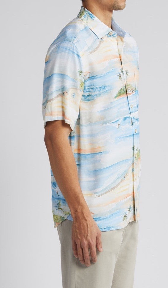 $118 Tommy Bahama Men’s Veracruz Cay Isle Vista Shirt- Ivory Multi- Medium-NEW