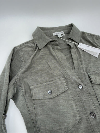 $165 James Perse Women’s Contrast Panel Shirt - Khaki PLM- Size: 0 (Small)- New