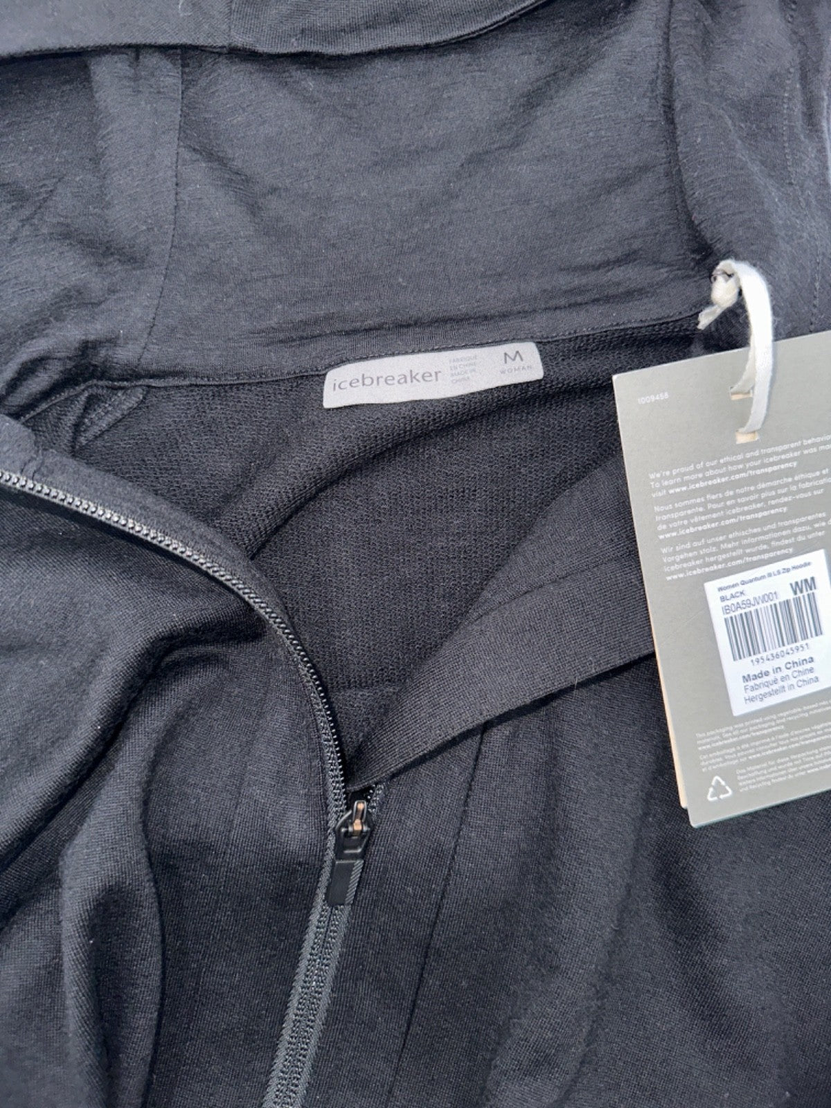$220 Icebreaker Women's Quantum Long Sleeve Zip Jacket - Black - Medium - New