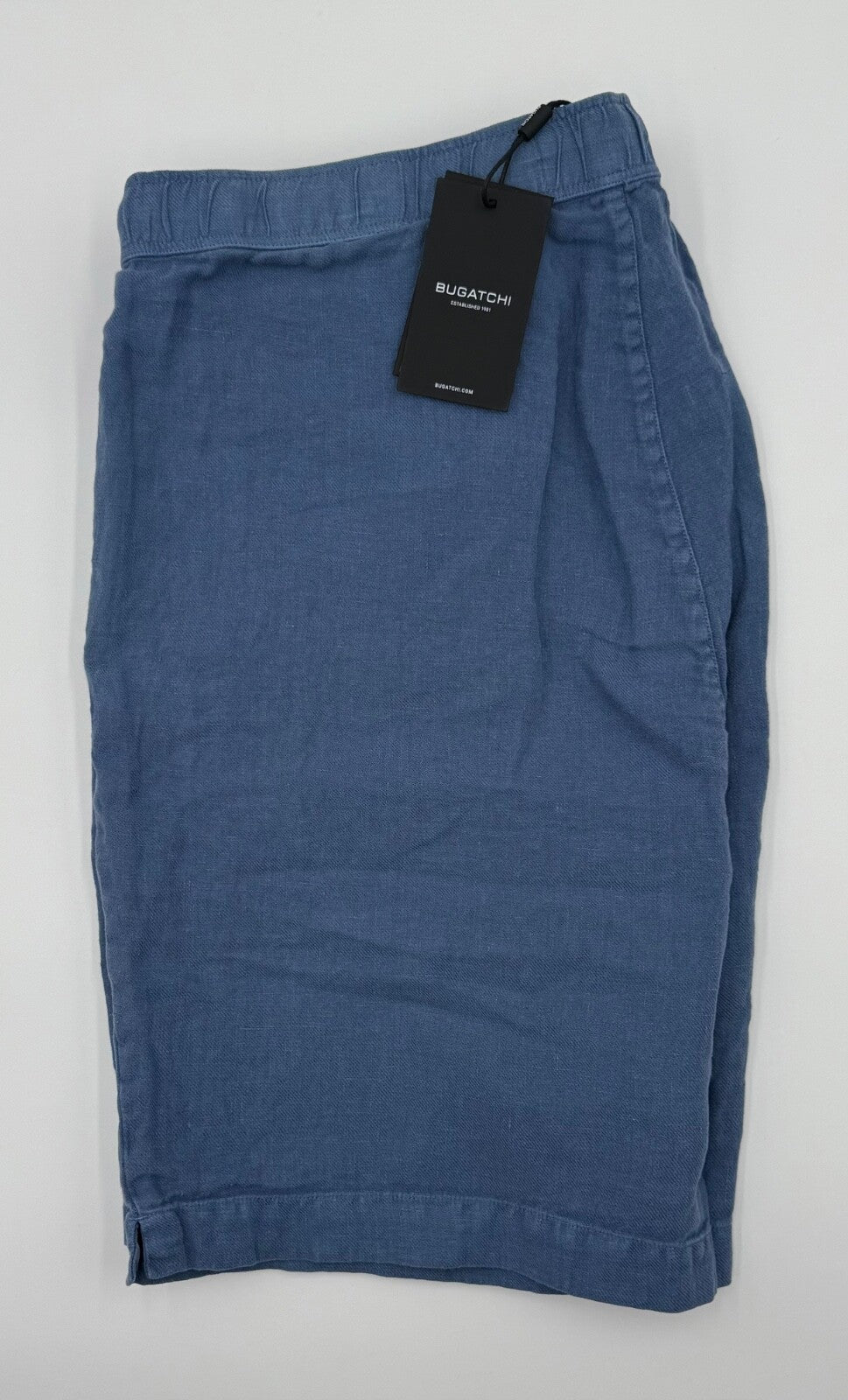 $139 Bugatchi Men’s-Linen Bermuda Short-Rivera Blue- 36W-New Tag