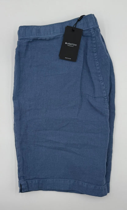 $139 Bugatchi Men’s-Linen Bermuda Short-Rivera Blue- 36W-New Tag