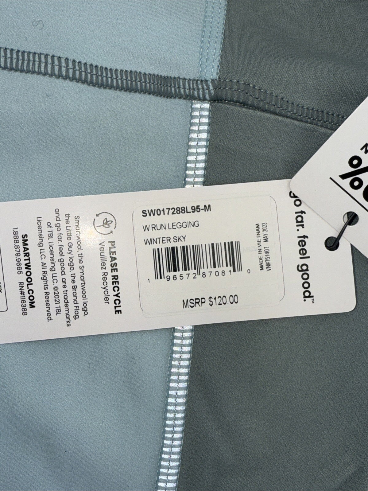 $120 Smartwool Women's Run Legging  - Winter Sky - Medium - New With Tags