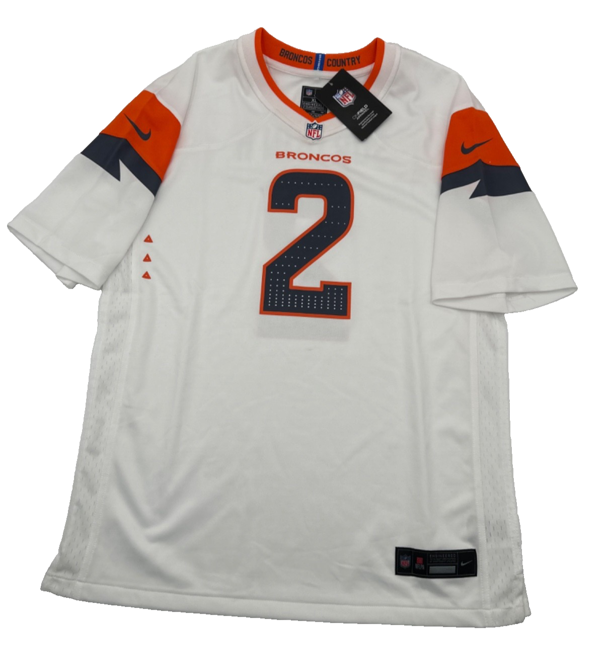 $90 Nike Youth Denver Broncos Patrick Surtain II Jersey - White/Orange- XLarge