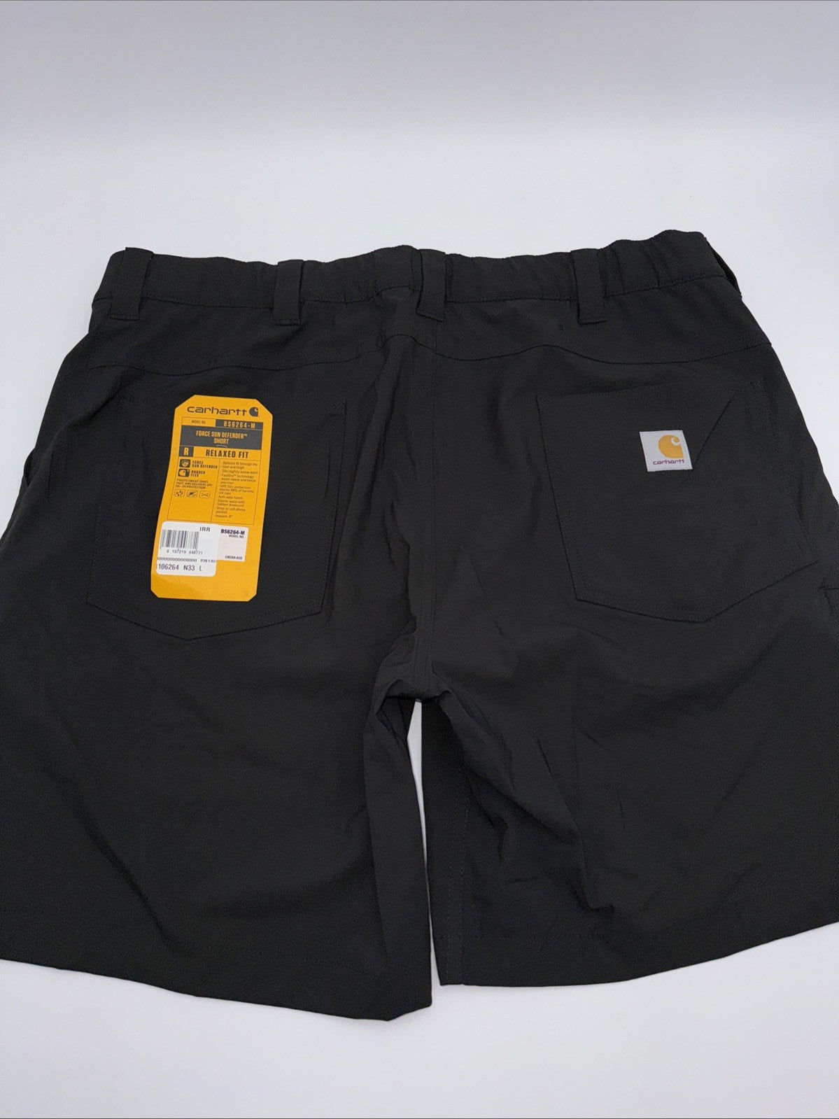 Carhartt Men's Force Sun Defender Relaxed Fit Lightweight Shorts-Black-Large