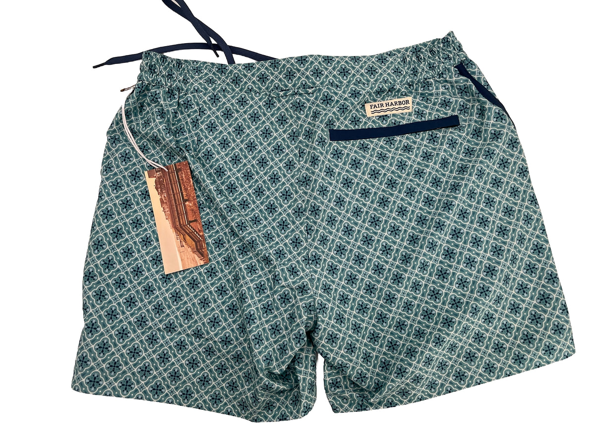 $89 FAIR HARBOR Men’s Sextant Swim Trunk Lined Shorts-Blue Moroccan-Size: 30W