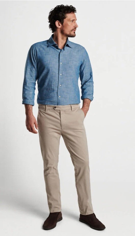 $198 PETER MILLAR CollectionMen’s ConcordeGarmentDyed Trouser Pants-Khaki-32W36L