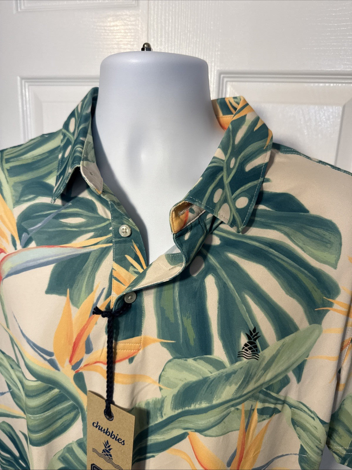 $65 Chubbies Men's The Frond Of You Range Polo Shirt-Multi-Medium-New Tag