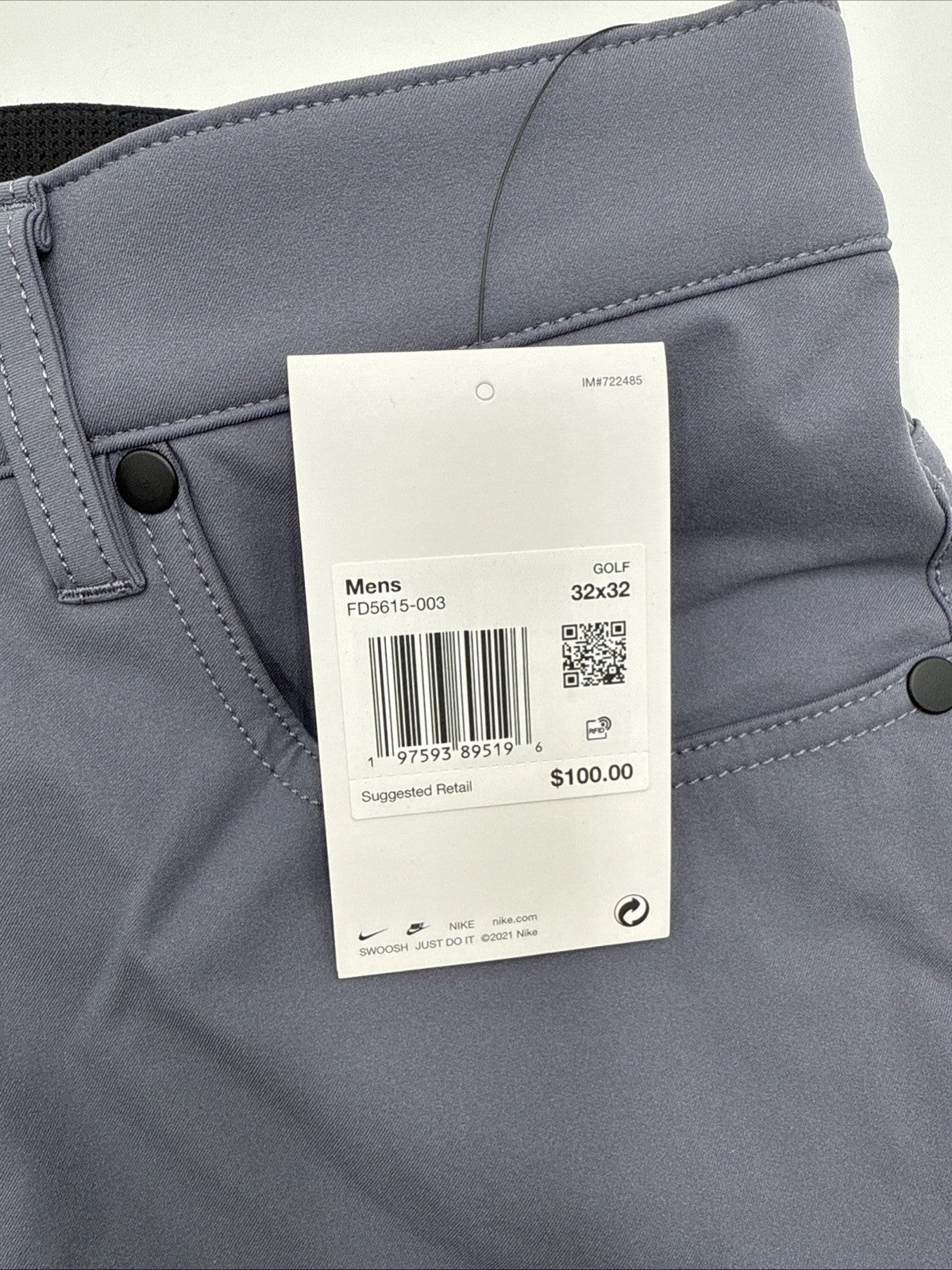 $100 Nike Men's Tour Repel Flex Slim Golf Pants FD5615-003- Grey - 32W 32L- New
