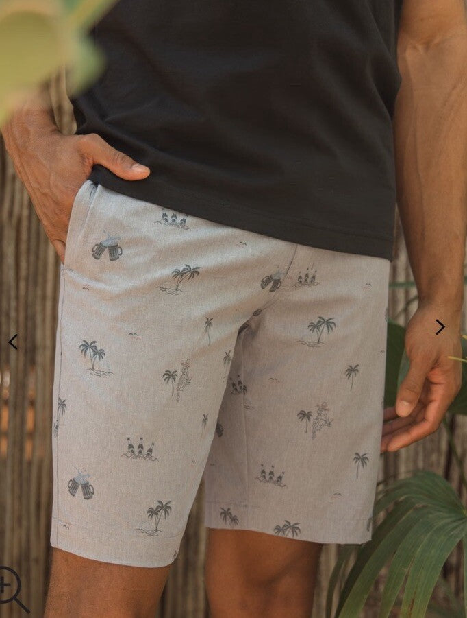 $89 Travis Mathew Men’s Straight Shot 9” Shorts - Heather Sleet- 30W - NWT
