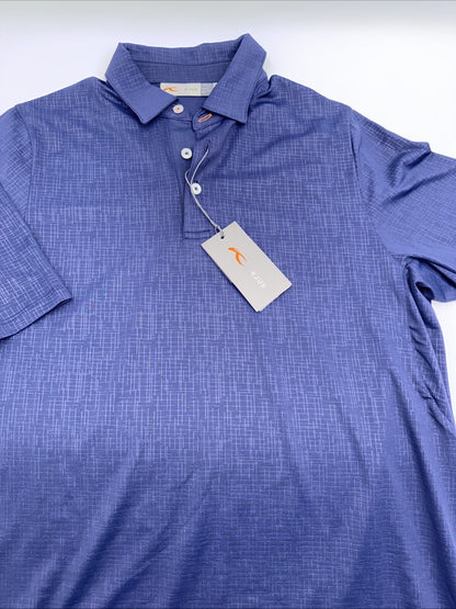$109 Kjus Men’s Motion Golf Polo Embossed Performance Shirt-Navy-Size: 48/Small