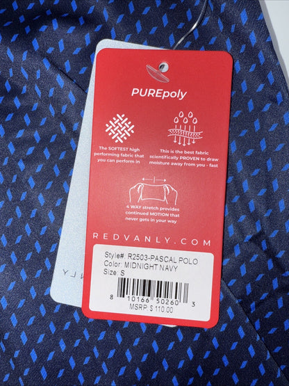 $110 Redvanly Men’s Pascal Golf Performance Polo Shirt-Midnight Navy-Small-New