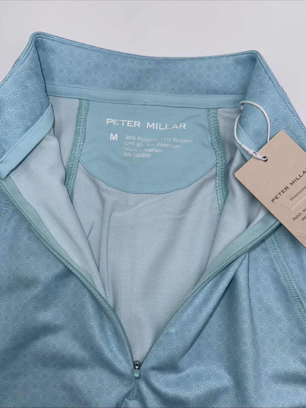 $130 Peter Millar Women’s Printed Raglan Sleeve Perth Layer Pullover-Blue-Medium