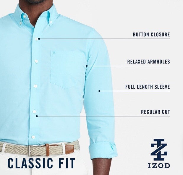 IZOD Men’s Classic Plaid Button-Down Shirt - Blue Estate - Small