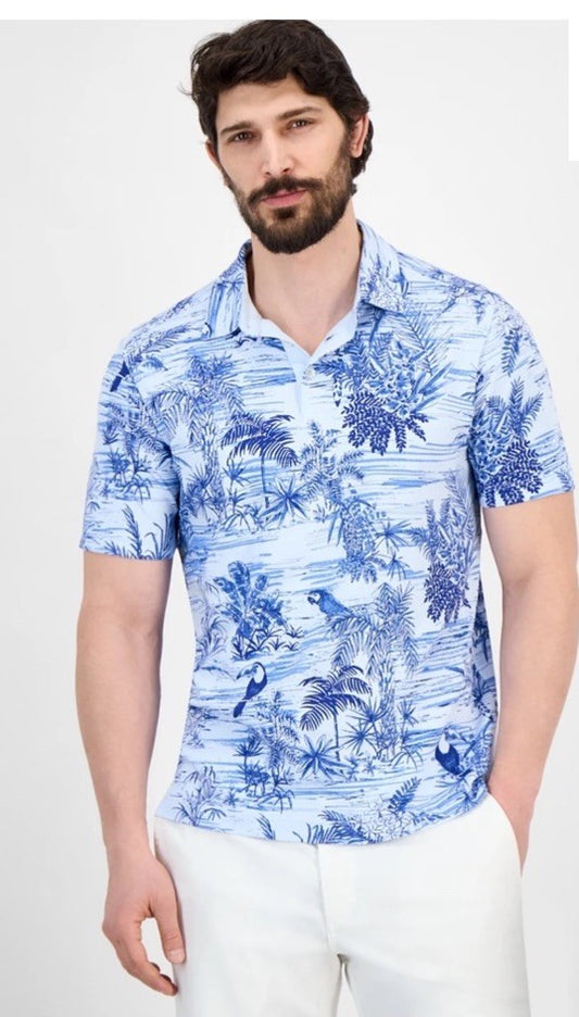 $110 Tommy Bahama Men’s Bird Sanctuary Polo Shirt- Aqua Splash- Medium- New Tags