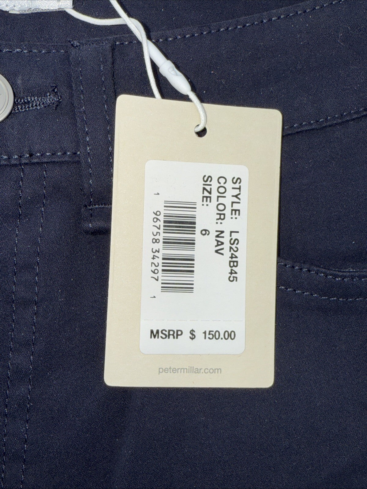 $150 Peter Millar Women's Karlie Stretch Sateen High Rise Pant-Navy-Size: 6 -NEW