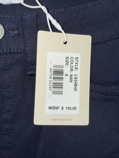 $150 Peter Millar Women's Karlie Stretch Sateen High Rise Pant-Navy-Size: 6 -NEW