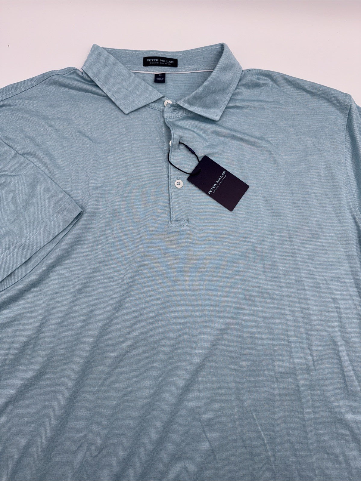 $160 Peter Millar Men’s Crown Crafted Excursionist Flex Polo Shirt-Blue-XLarge