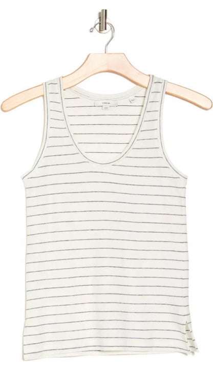 $80 *New* Vince Easy Scoop Neck Striped Tank Top- Off White- Medium-New Tag