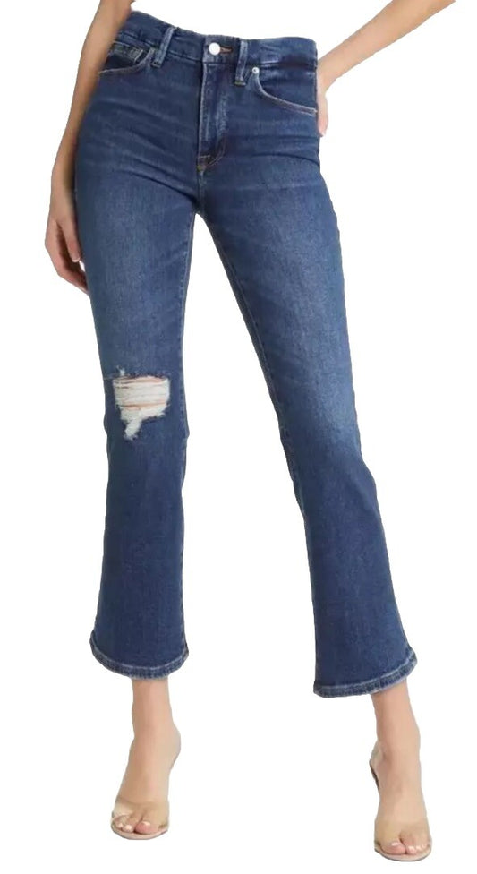 $145 Good American Women’s - Good Legs Cropped Mini Boot Jeans- Indigo Size 2/26