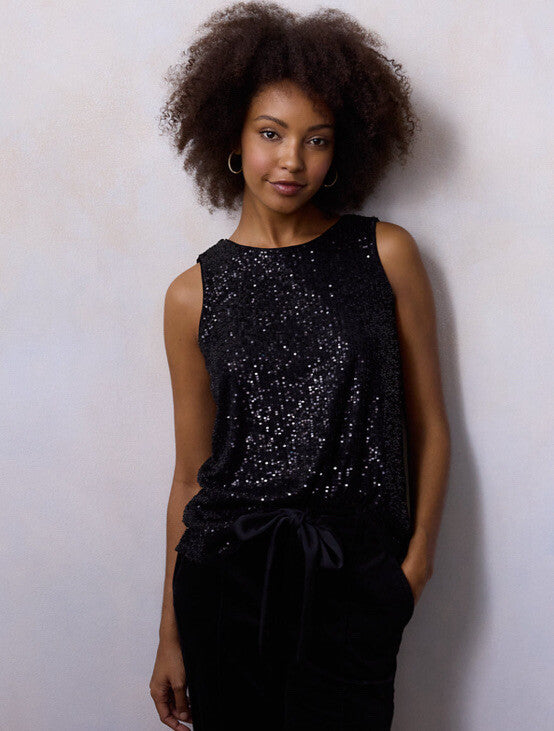 LC Lauren Conrad Women’s Scoopneck Sleeveless - Black Sequin-XSmall-New Tag  $48