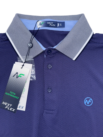 Next Flex Victory Men’s Textured Solid Golf Polo Shirt - Apollo - Small-New
