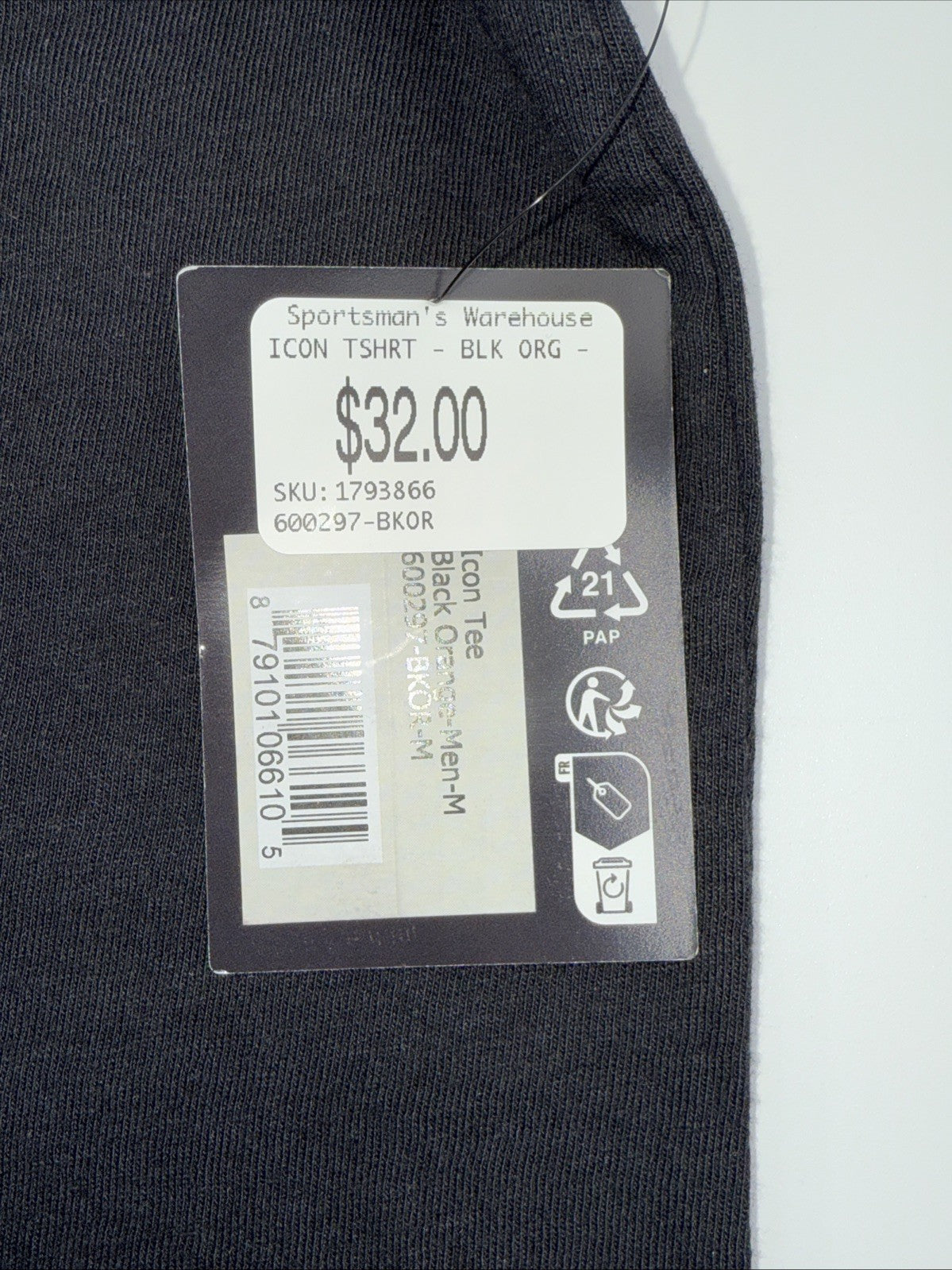 Sitka Men’s Gear Icon Tee Black Orange  600087-BKOR-Medium- New Tag
