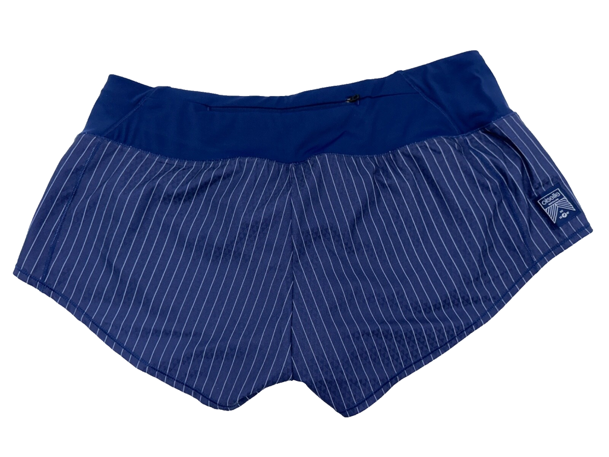 $56 Oiselle Women's Mac Roga Lined Running Shorts - Grounded Pinstripe -Size 10