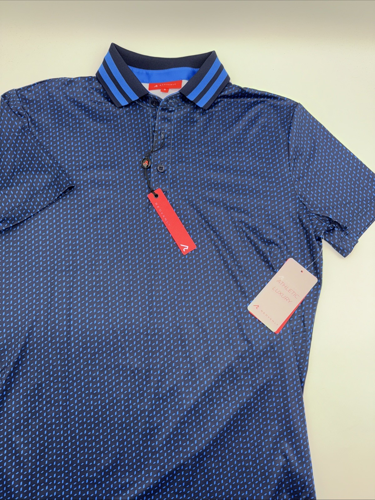 $110 Redvanly Men’s Pascal Golf Performance Polo Shirt-Midnight Navy-Small-New