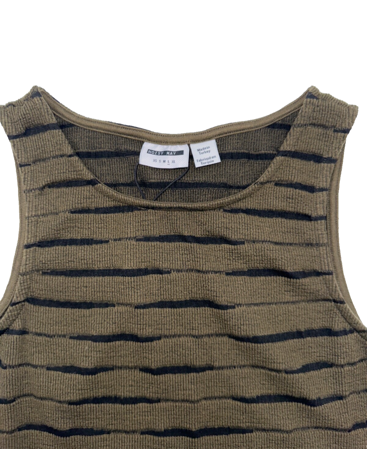 $50 Noisy May Women's Melina Stripe Top - Capers/Black - Large - New With Tags