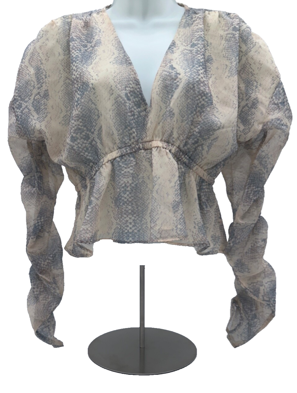 $69 Steve Madden Women’s Snake Print Blouse Top - Natural Grey - Small - New