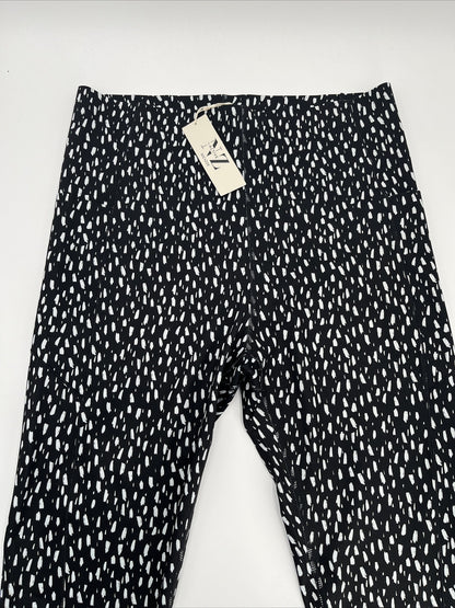 $95 NIC+ZOE High Waist Crop Leggings Brush Strokes- Black/White-Large-NEW