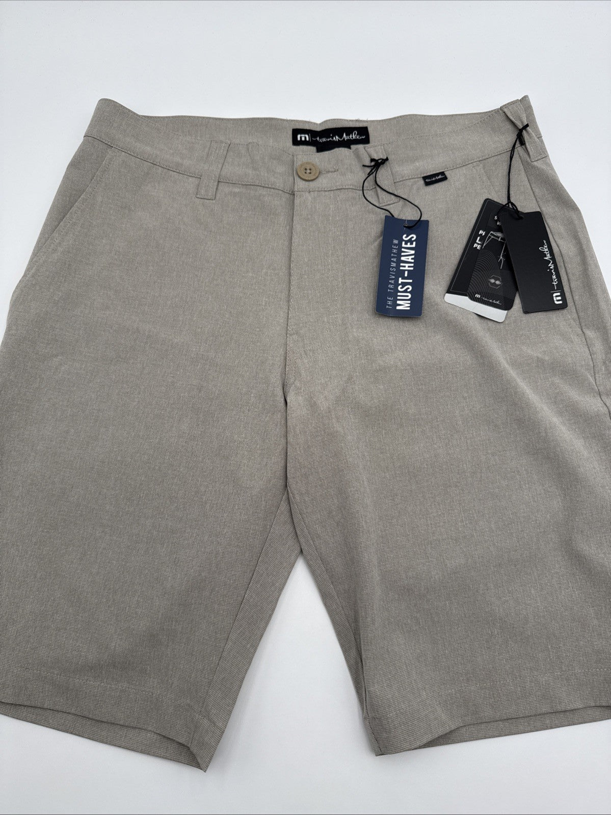 $85 Travis Mathew Men's Beck Shorts Stretch Waistband - Khaki -Size: 34- New