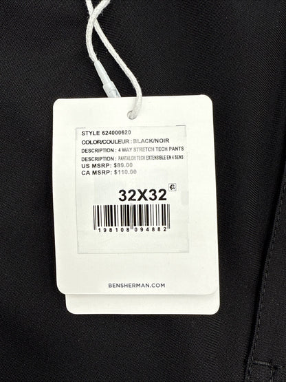 $89 Ben Sherman Men’s 4 Way Stretch Tech Pants- Black- 32W x 32L - New with tag